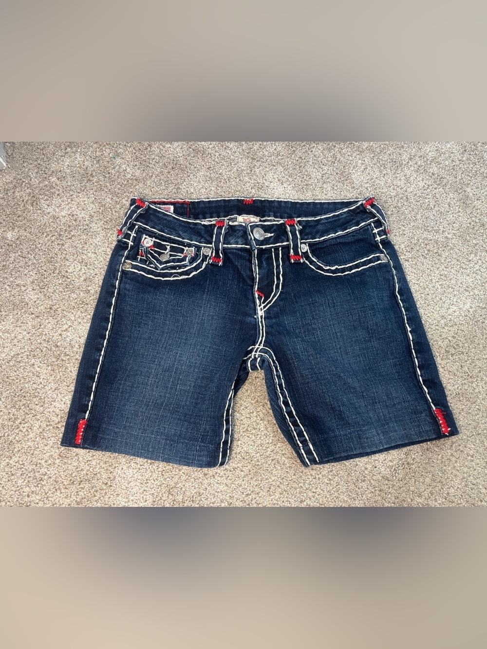 Vintage True Religion Indigo Denim Shorts Y2K ALTERED! Size 28